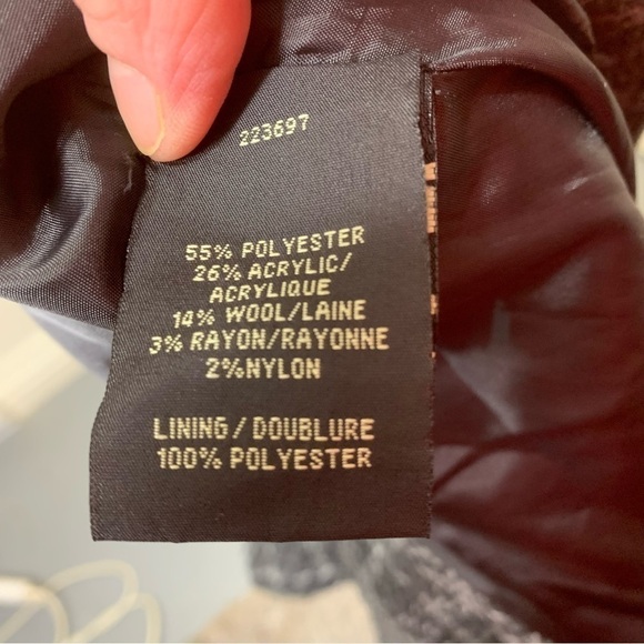 VINTAGE della spiga italy gray tweed blazer wool blend herringbone plaid coat M - Picture 15 of 16